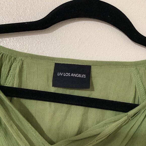 Green Bohemian Hippie Boho Renaissance Fair Cottagecore Fairy Peasant Blouse XL - Picture 4 of 7